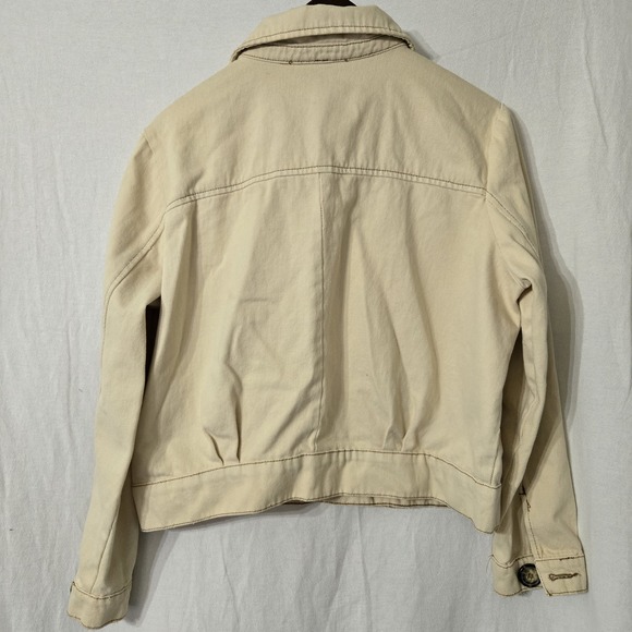 Free People Women Ivory Eisenhower Denim Crop Trucker Jacket Size S‎ - Picture 8 of 8
